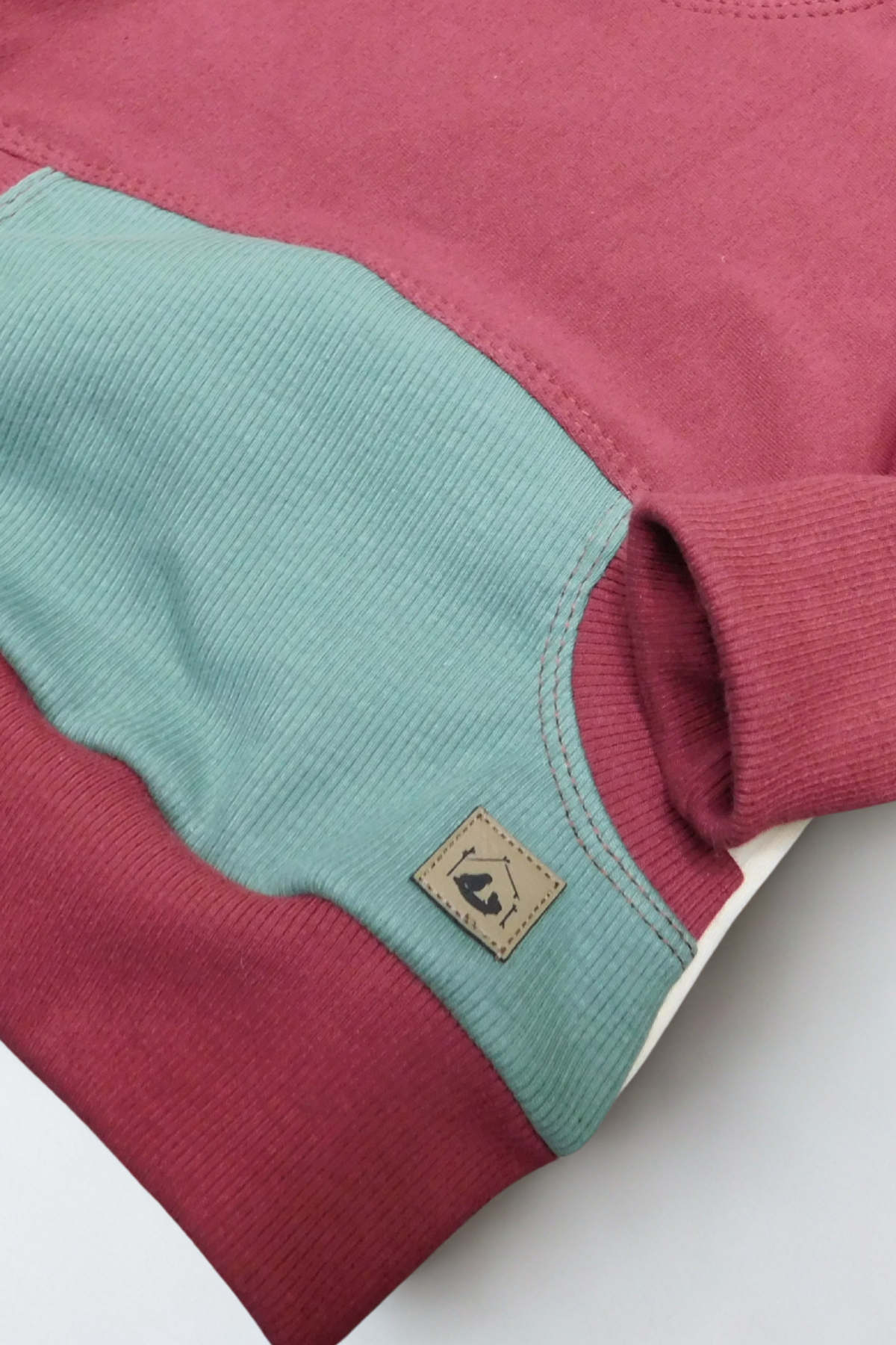 Grow With Me Crew Neck | Handmade Organic Cotton Kids Clothing | Cozy, Sustainable Wear- Cabernet Birch Duck Green