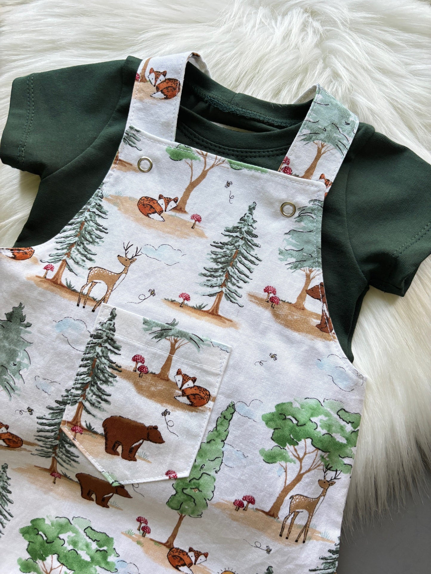 Woodland Overalls with Pine Tshirt- 0-3M