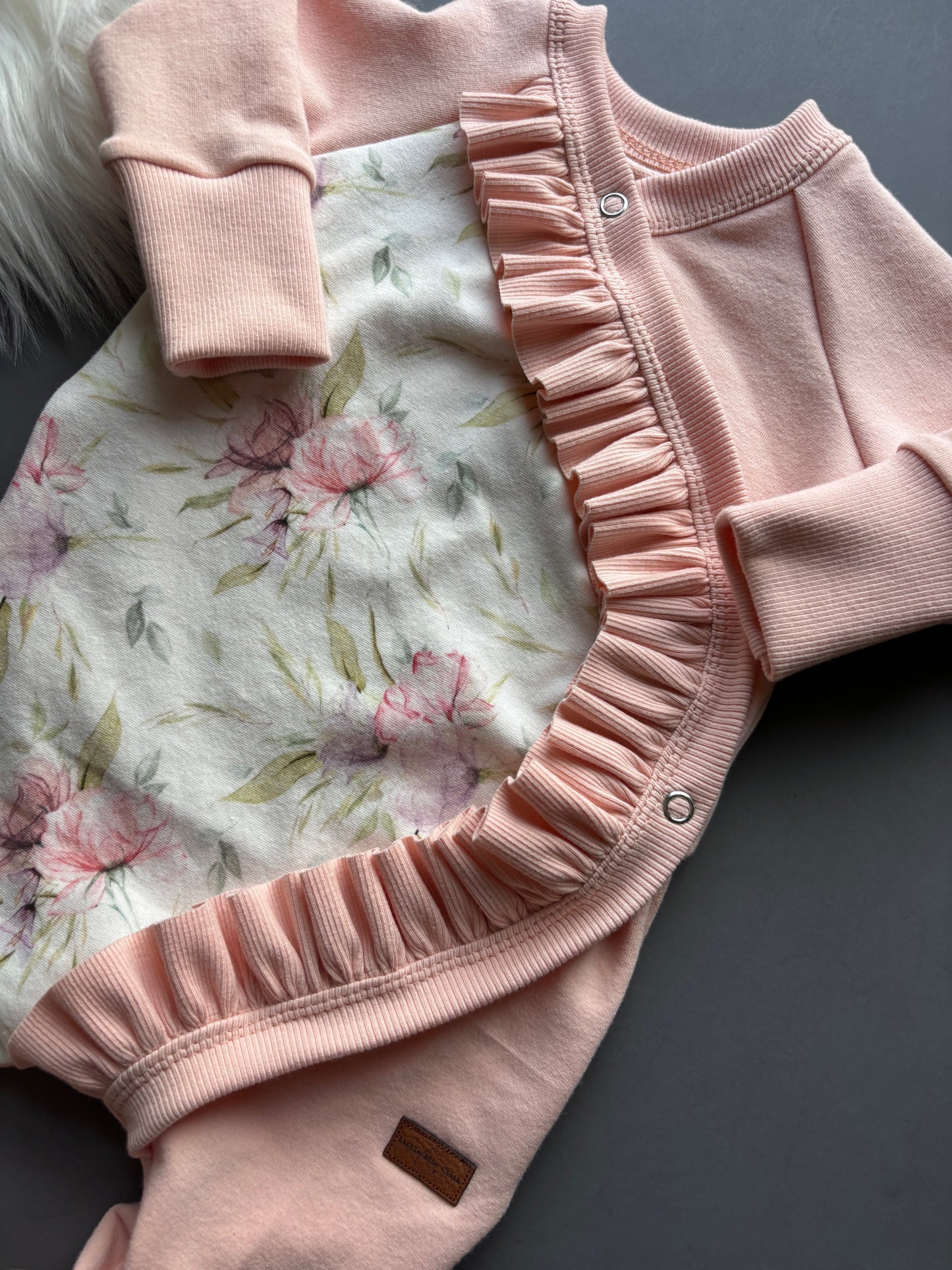 Pink Floral Ruffle Rompers- 3-6M