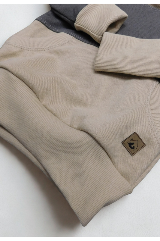 Grow With Me Hoodie | Handmade Organic Cotton Kids Clothing | Cozy, Sustainable Wear- Charcoal Wheat- 6-18M