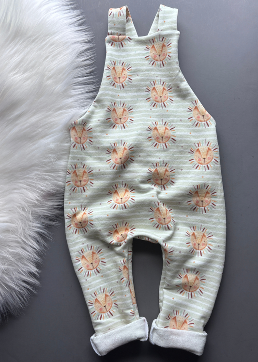 Organic Cotton Lion Overalls – Eco Friendly, Comfy Transitional Clothing for Your Wild One