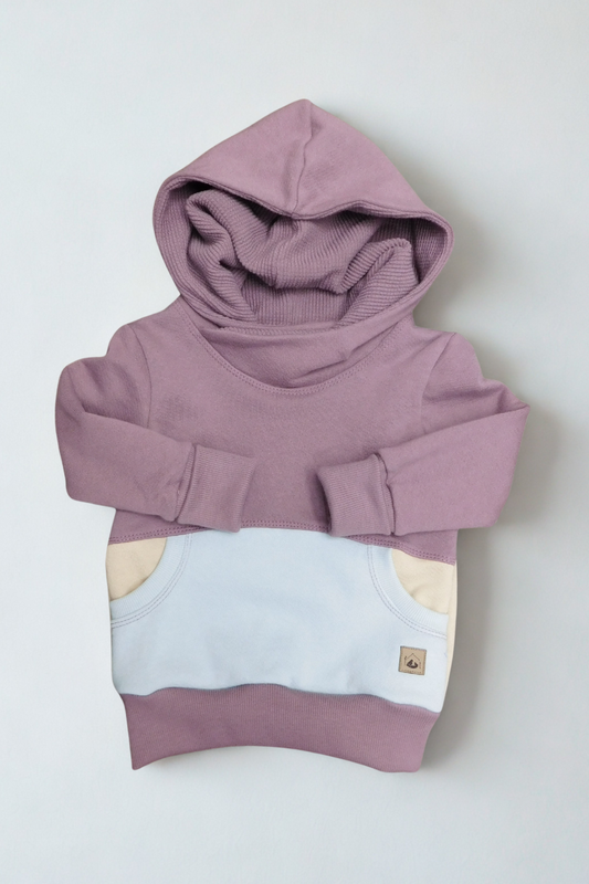 Grow With Me Hoodie | Handmade Organic Cotton Kids Clothing | Cozy, Sustainable Wear- Laurel Sea Wheat- 6-18M