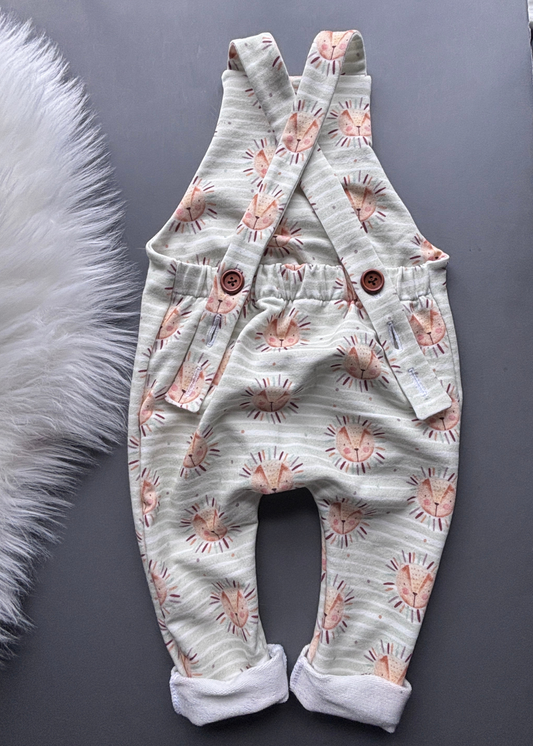 Organic Cotton Lion Overalls – Eco Friendly, Comfy Transitional Clothing for Your Wild One
