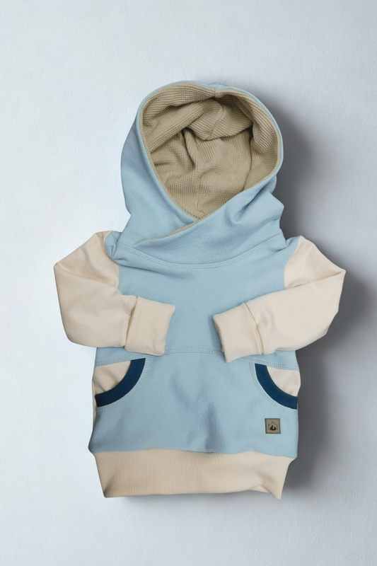 Grow With Me Hoodie | Handmade Organic Cotton Kids Clothing | Cozy, Sustainable Wear- Sea Birch- 6-18M
