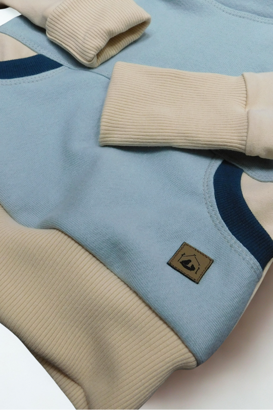 Grow With Me Hoodie | Handmade Organic Cotton Kids Clothing | Cozy, Sustainable Wear- Sea Birch- 6-18M