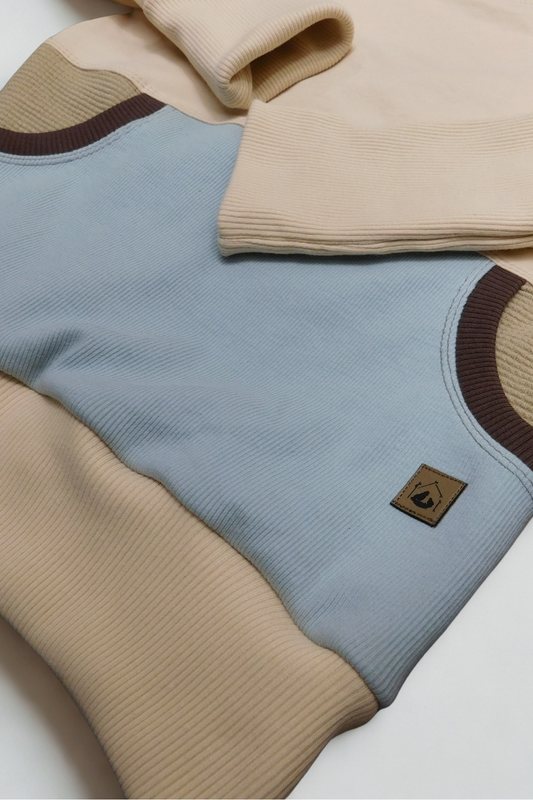 Grow With Me Crew Neck | Handmade Organic Cotton Kids Clothing | Cozy, Sustainable Wear- Birch Sea Black Walnut- 4-7Y