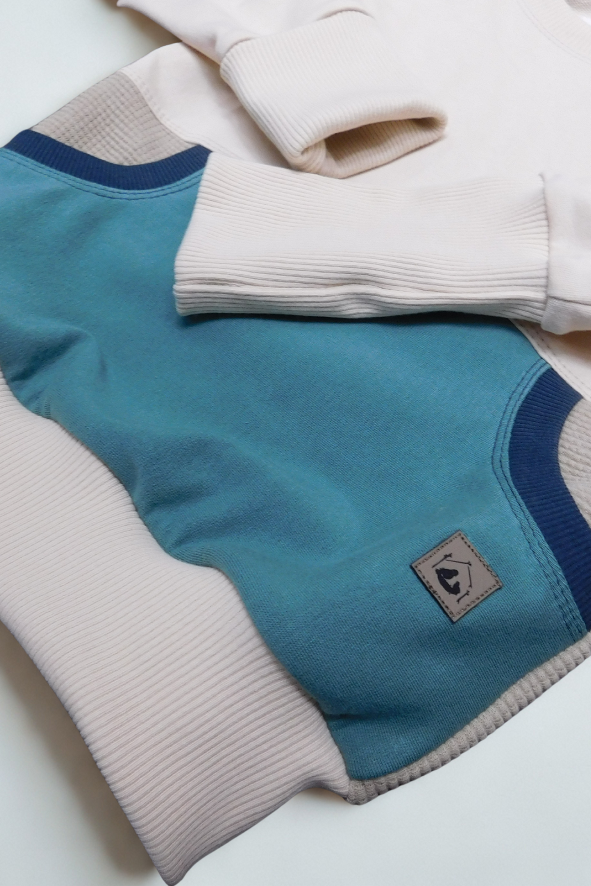 Grow With Me Crew Neck | Handmade Organic Cotton Kids Clothing | Cozy, Sustainable Wear- Birch Wheat Sea Pine Pacific- 18M-4T