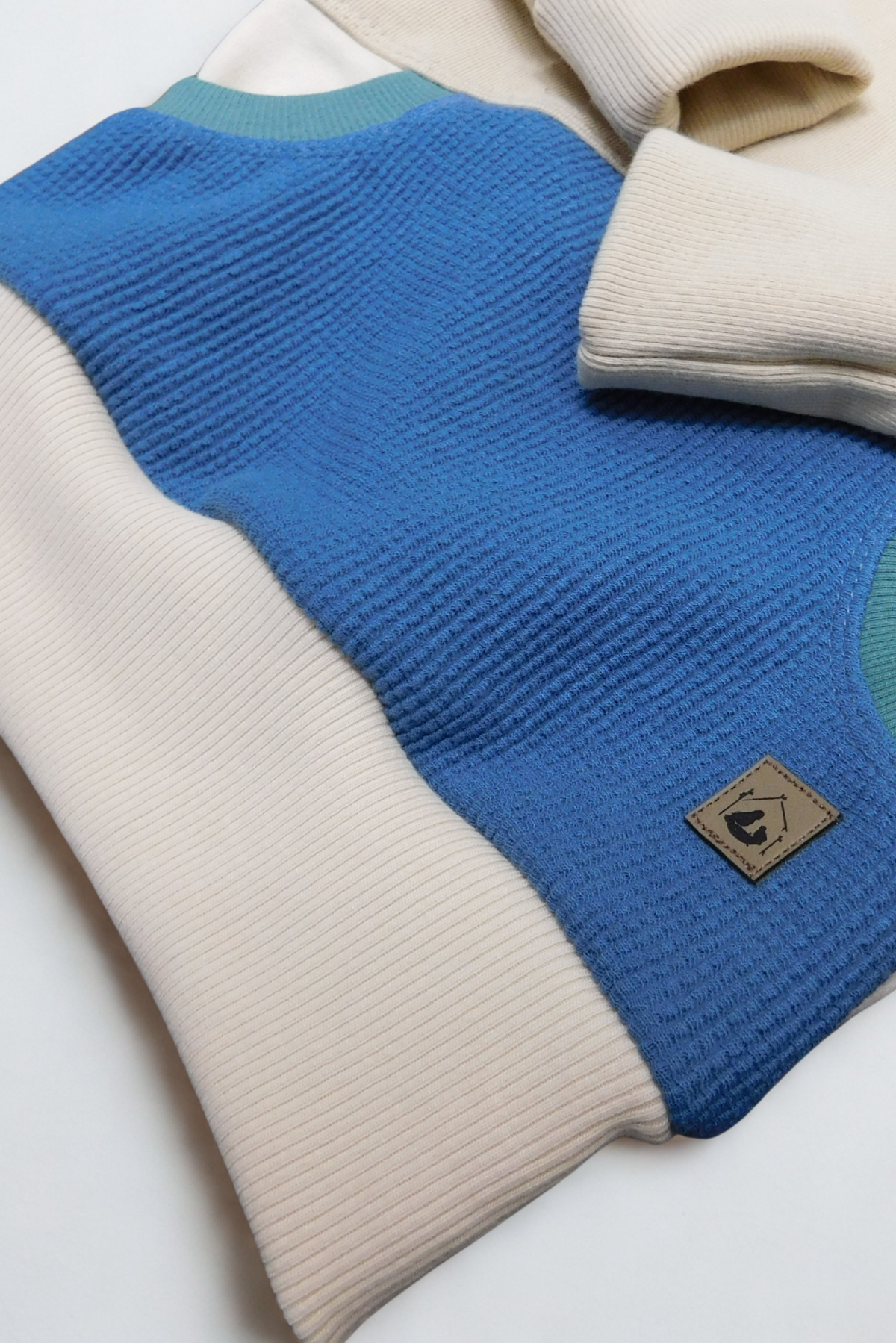 Grow With Me Crew Neck | Handmade Organic Cotton Kids Clothing | Cozy, Sustainable Wear- Wheat Birch Indigo Sea Pine- 6-18m