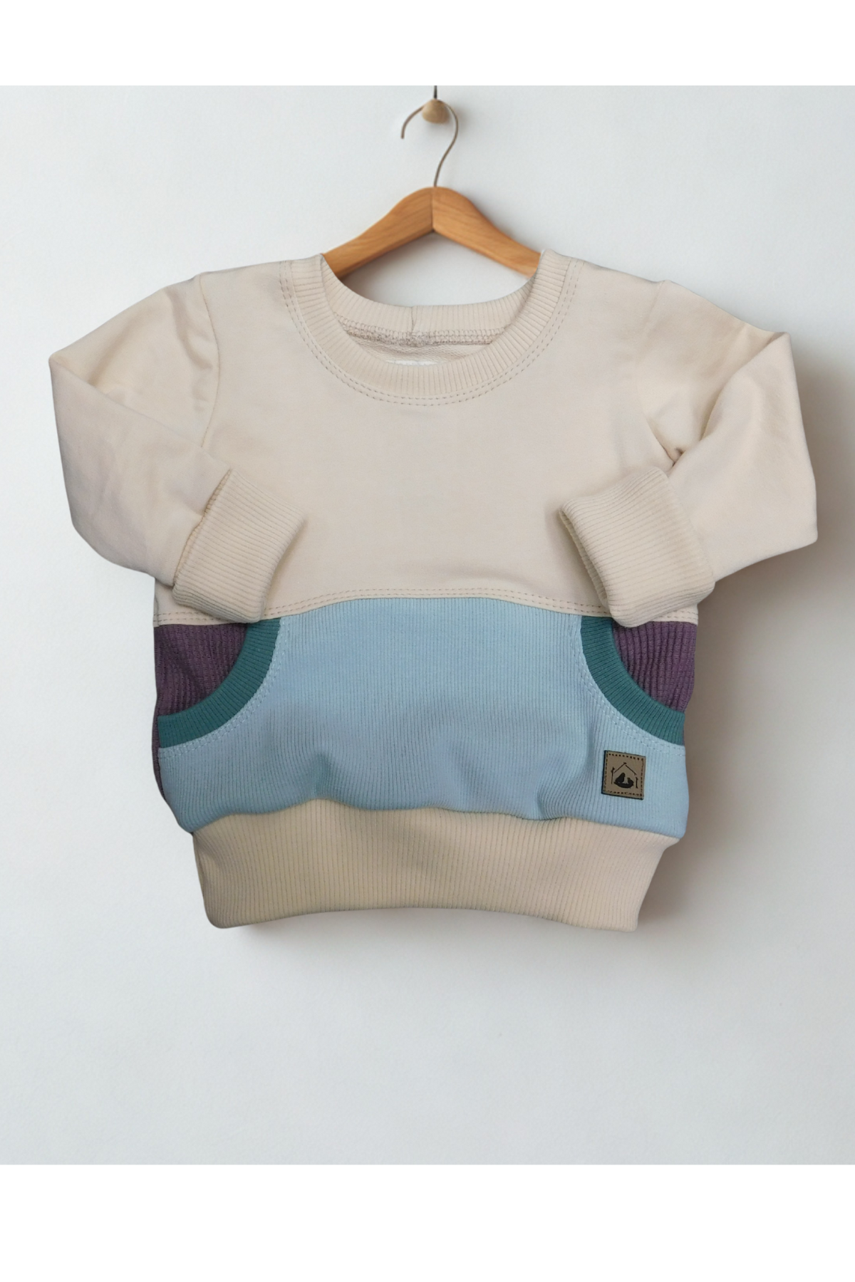 Grow With Me Crew Neck | Handmade Organic Cotton Kids Clothing | Cozy, Sustainable Wear- Birch Laurel Sea Sea Pine- 0-6M