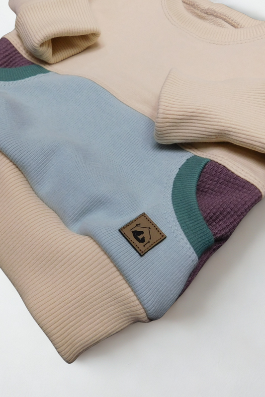 Grow With Me Crew Neck | Handmade Organic Cotton Kids Clothing | Cozy, Sustainable Wear- Birch Laurel Sea Sea Pine- 0-6M