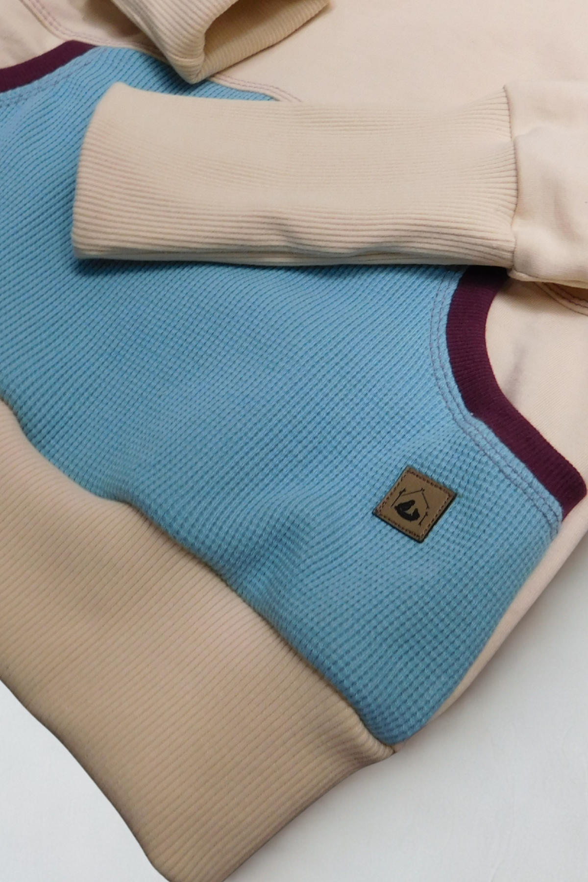 Grow With Me Hoodie | Handmade Organic Cotton Kids Clothing | Cozy, Sustainable Wear- Tan Nile and Plum- 4-7Y