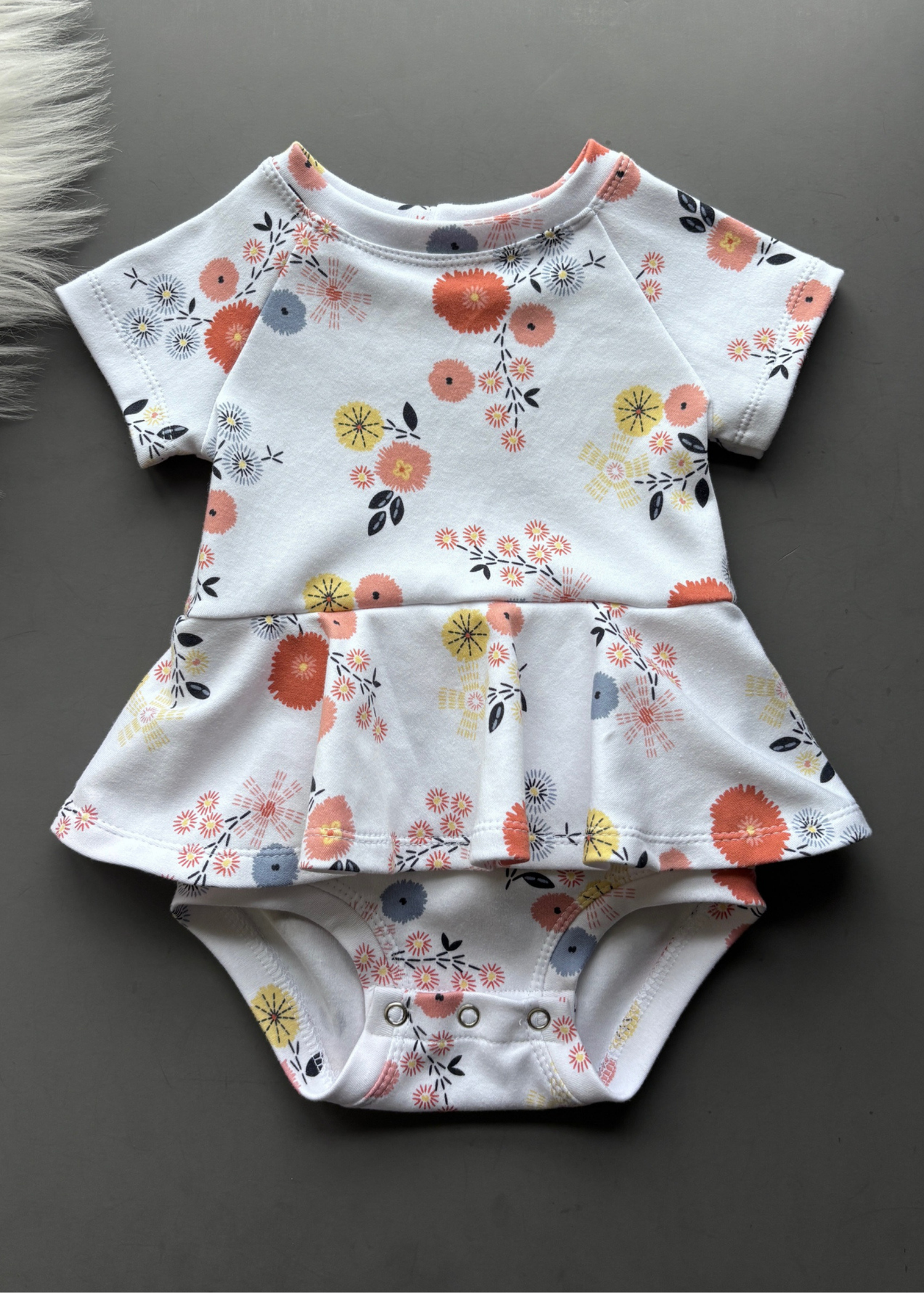 100% Cotton Floral Skirted Bodysuit – Versatile Spring Outfit for Babies