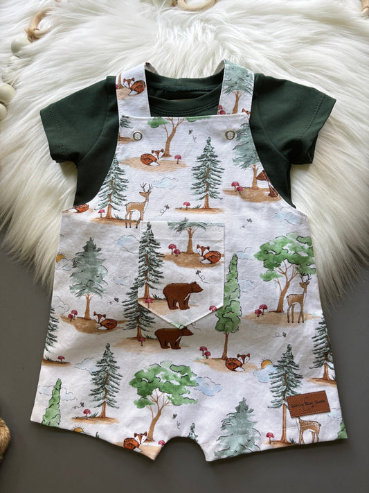 Woodland Overalls with Pine Tshirt- 3-6M