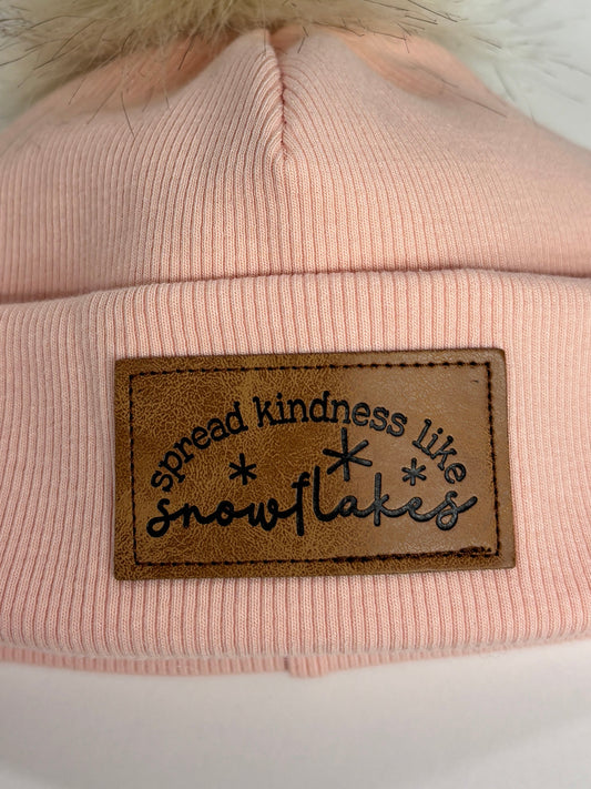 Spread Kindness Like Snowflakes Pink Salt Beanie- Newborn