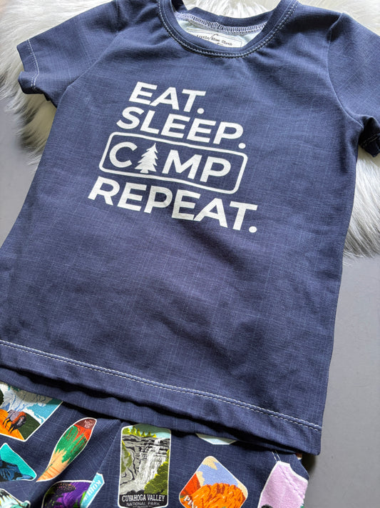 Eat Sleep CAMP Repeat Tshirt and Shorts Set 2T