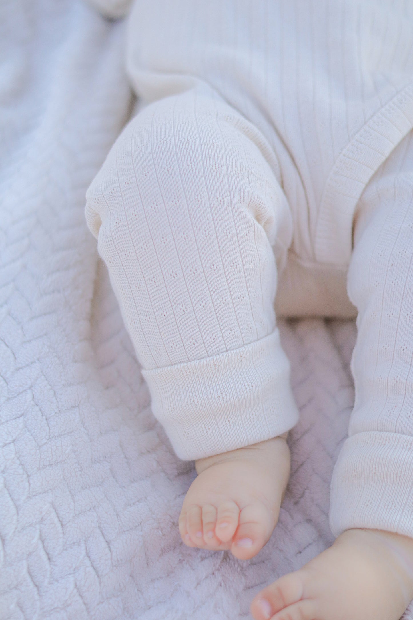 Cream Pointelle Baby East Romper