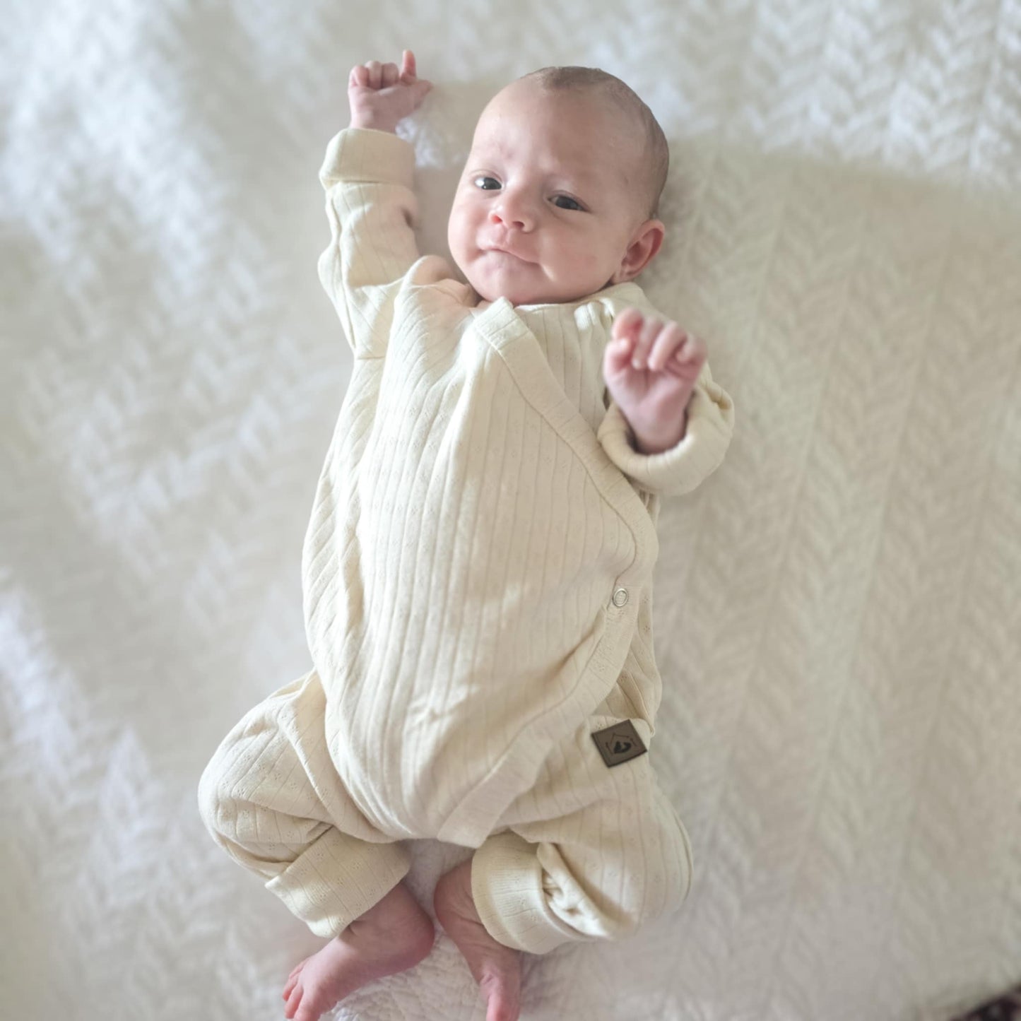 Cream Pointelle Baby East Romper